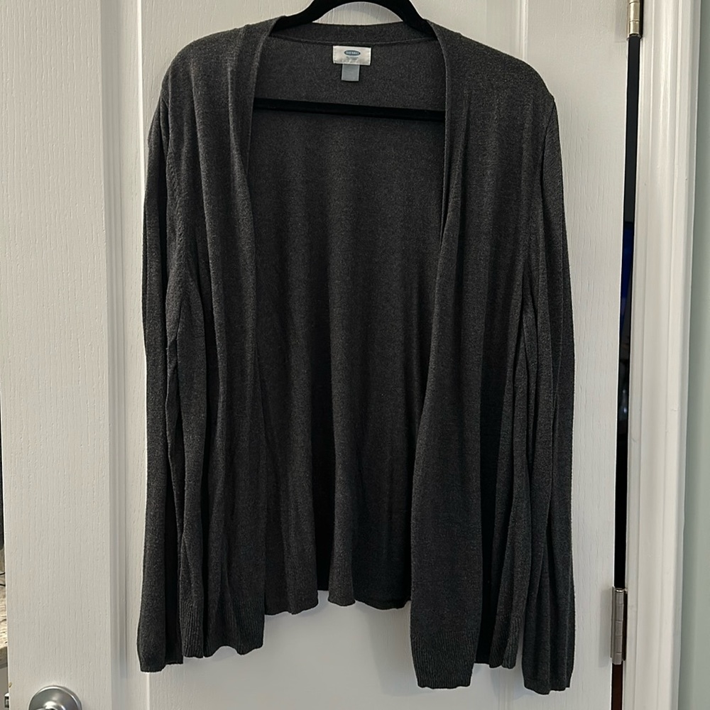Old Navy Open Cardigan sweater, charcoal gray, lightweight knit, XXL